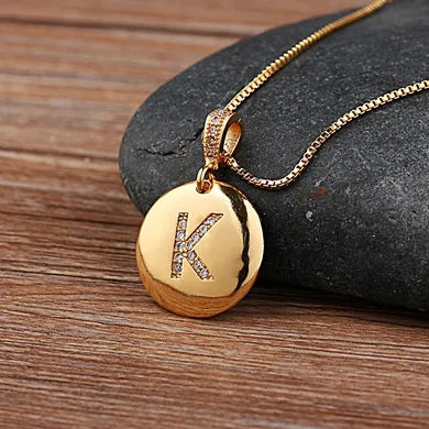 Nidin Women Girls Initial Letter Necklace 26 A-Z Charm Neck Pendants Copper CZ Jewelry Personal