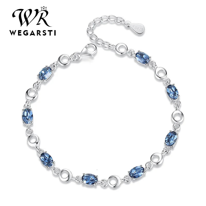 WEGARASTI Silver 925 Jewelry Topaz Bracelets for Female Real 925 Sterling Silver Gemstone Bracelet Classic Jewellery