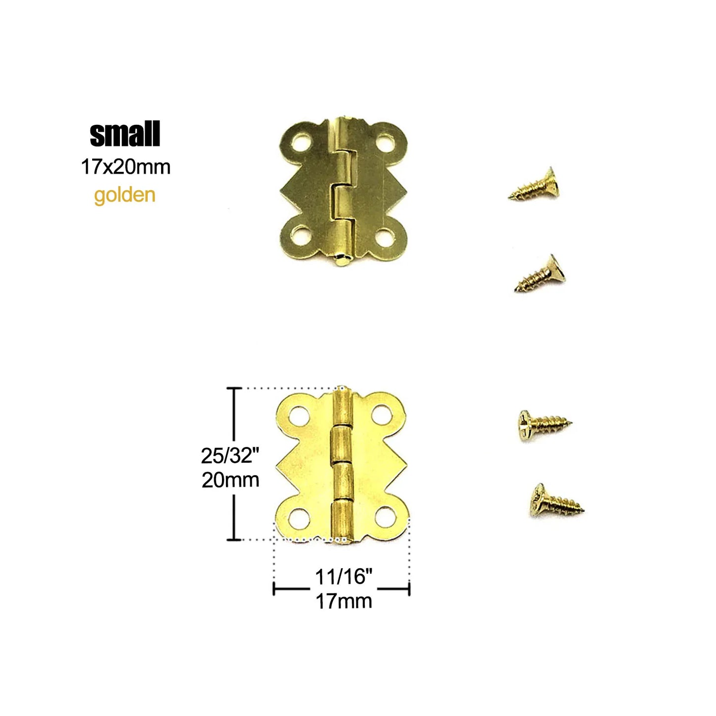 12pcs Mini Butterfly Shape Jewelry Chest Wooden Box Case Furniture Dollhouse Door Hinge With Screw 17x20 20x25 25x30mm