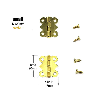 12pcs Mini Butterfly Shape Jewelry Chest Wooden Box Case Furniture Dollhouse Door Hinge With Screw 17x20 20x25 25x30mm