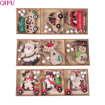 Wooden Christmas Pendant Merry Christmas Decor for Home 2023 Navidad Ornaments C
