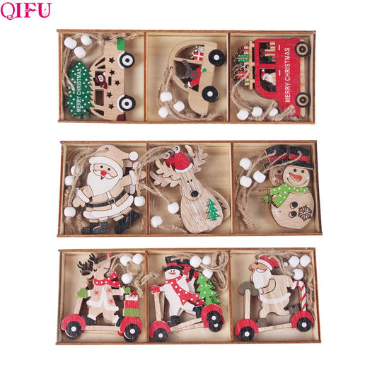 Wooden Christmas Pendant Merry Christmas Decor for Home 2023 Navidad Ornaments C