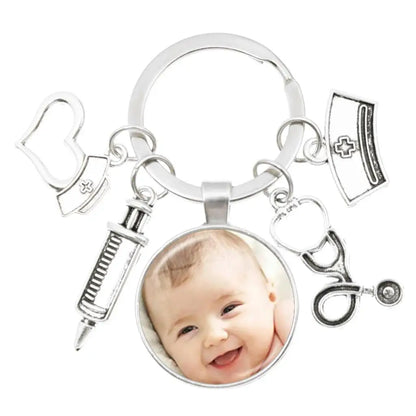 Personalized Custom Keychain Photo Mum Dad Baby Children Grandpa Parents Custom Designed Photo for Family Anniversary