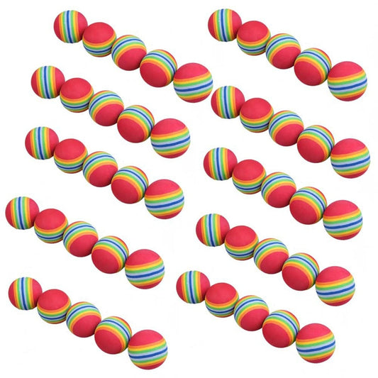 50pcs/Bag Rainbow Color Golf Training Foam Balls Golf Swing Indoor Training Aids Practice Sponge Foam Balls