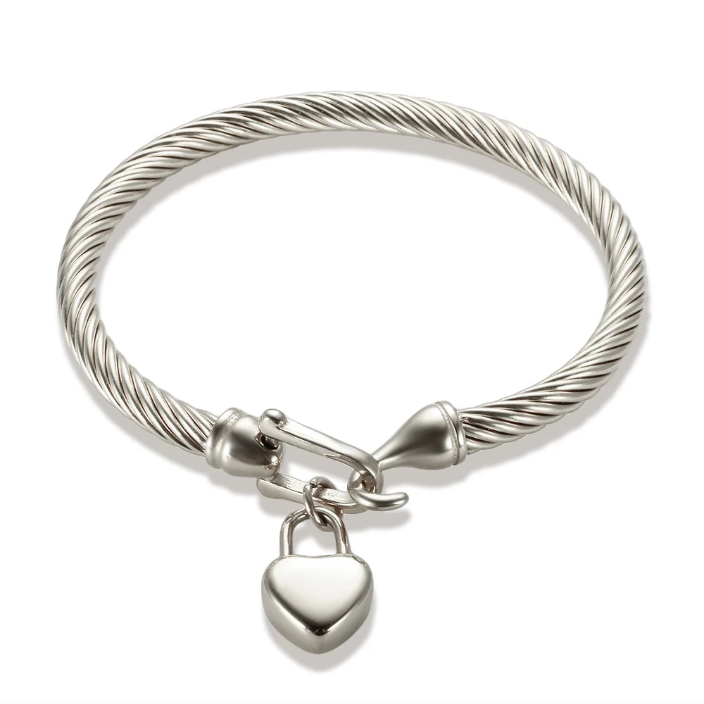 MSX Gold Plating Stainless Steel Bangles Bracelets Vintage Love Roman Numerals Wristband Bracelets Bangles for Men Women