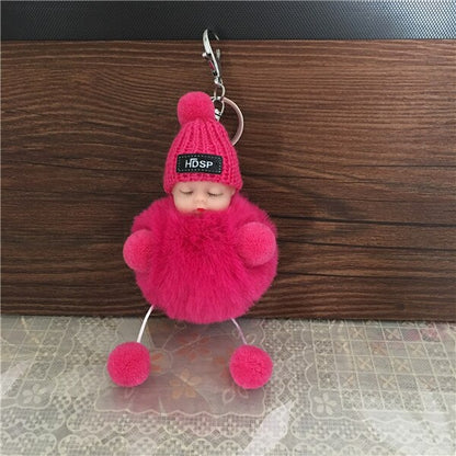 1PCS Cute Cartoon Doll Keychain Fur Ball Plush KeyChain Keyring Women Handbag Car Key Holder Bag Pendant Toys for Kids