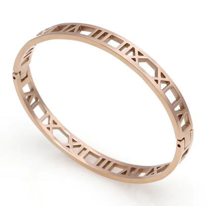 Delicate Hollow Roman Numeral Bracelets & Bangles Titanium Steel Bangle Fine Jewelry for Women Vacuum Plating Bangle