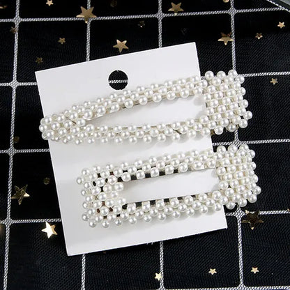 5Pcs/Set Pearl Hair Clip Snap Button Hair Pins for Women Sweet Pearl Hairpin Hair Clips Jewelry Lady Barrette Stick