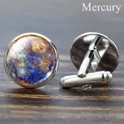 Moon Solar System Planet Cufflinks Best Man Cufflinks Men Wedding Cufflinks Universe Galaxy Nebula Suit Shirt Cuff Links