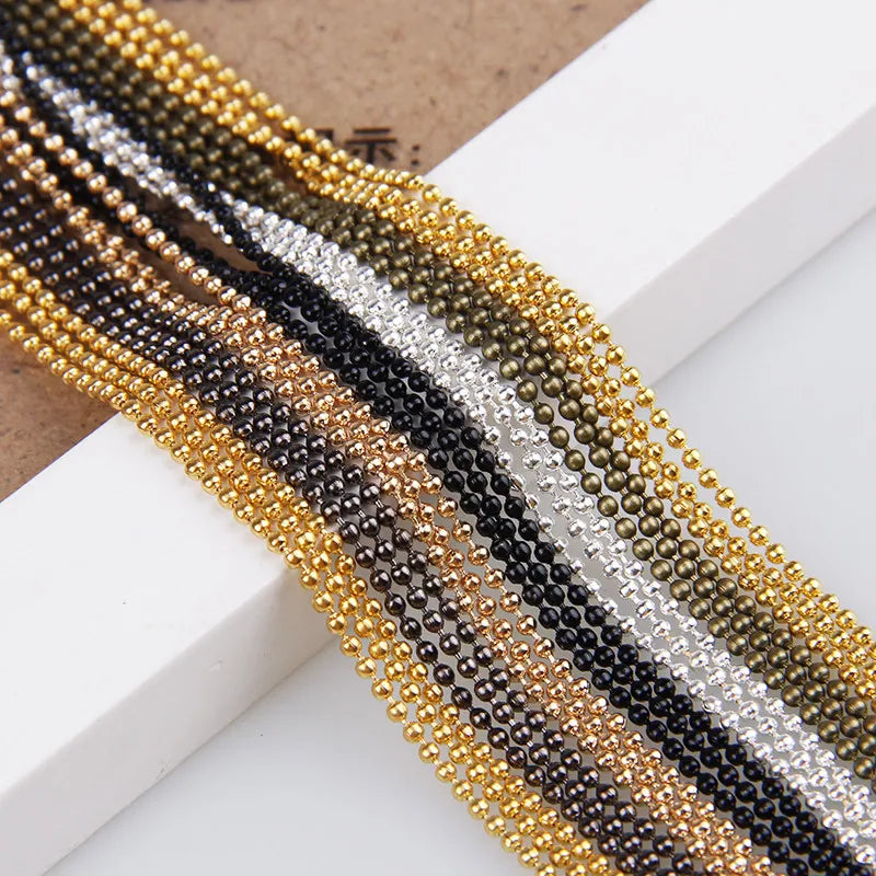 5m/Lot 1.5mm Metal Ball Bead Chains 7Colors Ketting Kettingen Bulk  Bulk Iron Chains for DIY  Jewelry Accessories