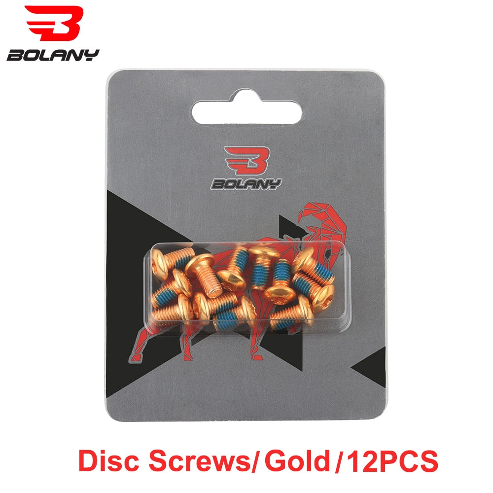 Bolany 12Pcs Bicycle Brake Disc Screws Bolt Rotor Replacement Cycling Colorful 1.8g for Mountain Bike Accessories