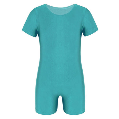 Children Dance Wear Short Sleeves Solid Color Stretchy Ballet Gymnastics