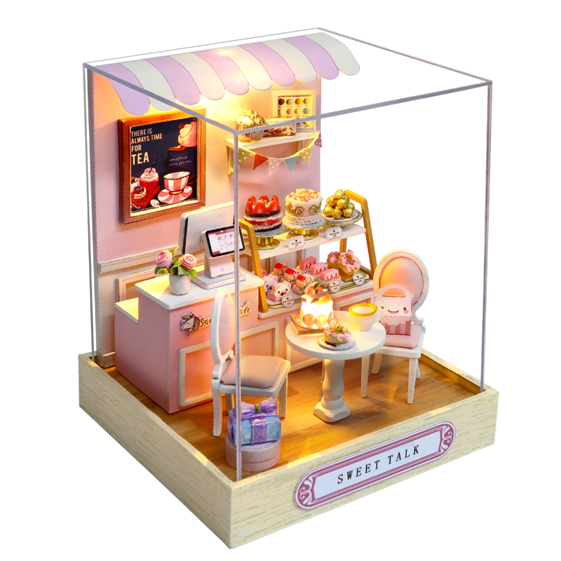 Doll House Furniture Diy Miniature 3D Wooden Miniaturas Dollhouse Toys for Children Birthday Casa Kitten Diary H013