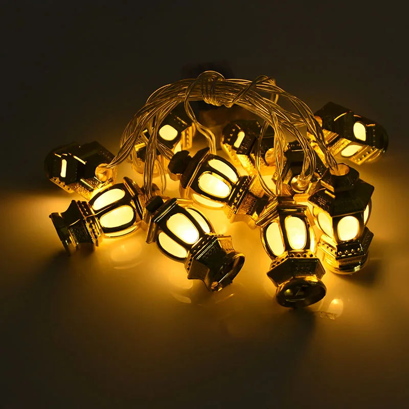 Ramadan Decoration Plastic Lantern Led String Lights Ramadan Kareem Decor Eid Mubarak Al-Fitr Eid Festival Party Supplies