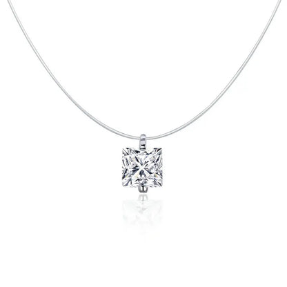 Bamoer Silver Invisible Chain Necklaces Pendants Rhinestone Choker Necklaces Transparent Fishing Line Collier Femme SCN332