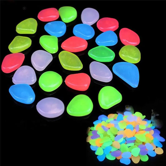 10pcs/Lot Luminous Pebbles Rocks Garden Ornaments Stone Glow in the Dark GardenFor Walkways Fish Tank Decorations