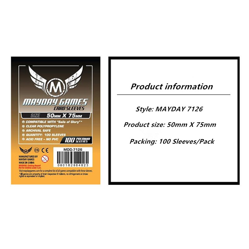 100 Sleeves Board Games MAYDAY Card Game Sleeve Protector Protective Clear Cards Sleeves