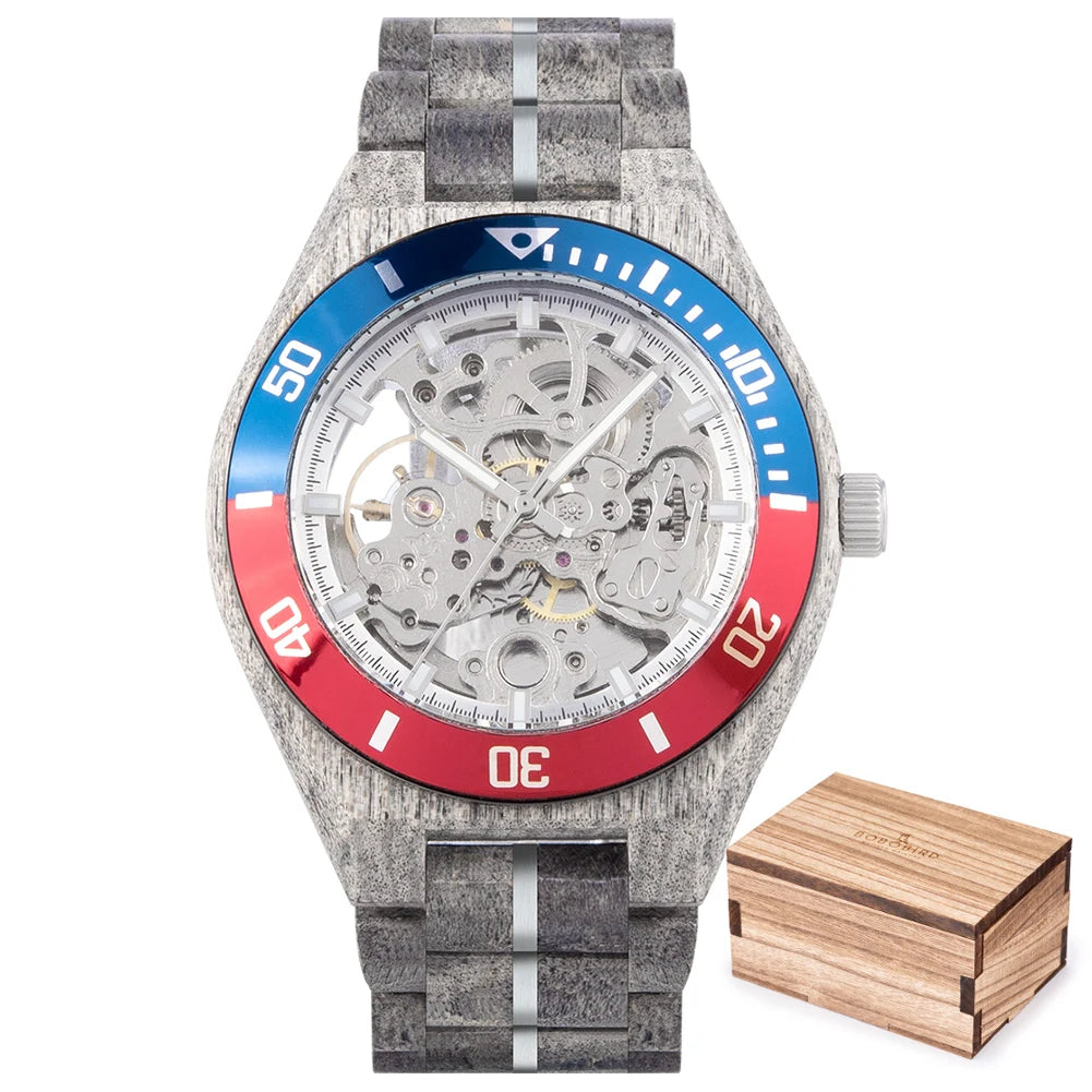 BOBO BIRD Wood Mechanical Watch Men Relogio Masculino Big Mens Watches Top Brand Luxury Timepieces Erkek Kol Saati