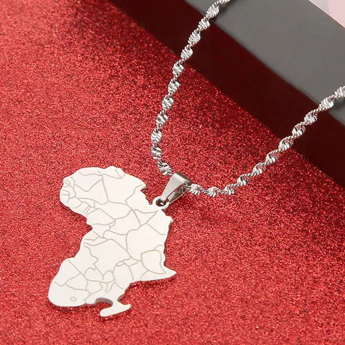 Africa Map Pendant Necklaces Heart African of Maps Jewelry Charms Gold Color Heart Map