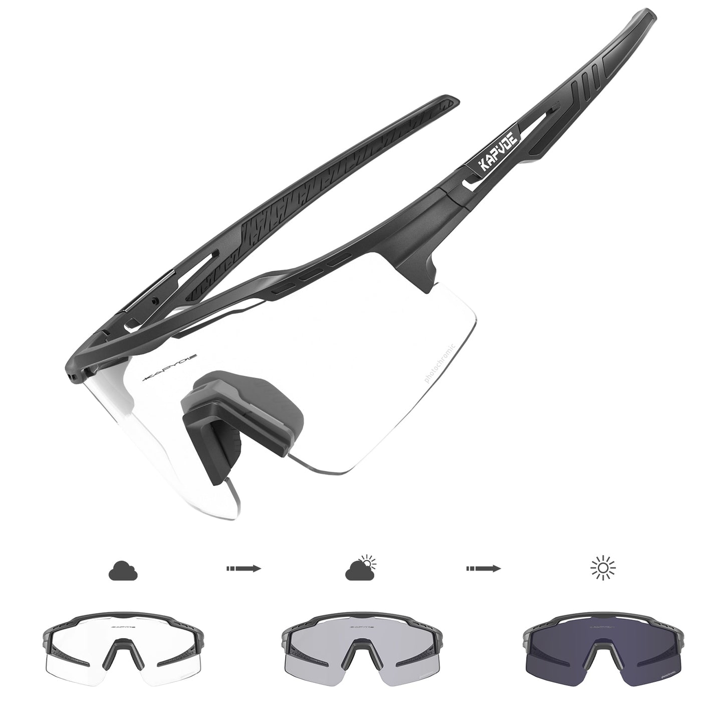 Kapvoe New Photochromic Men Women Sunglasses MTB Road Cycling Glasses Outdoor Sports Glasses UV400 Bicycle Eyewear Bike Goggles