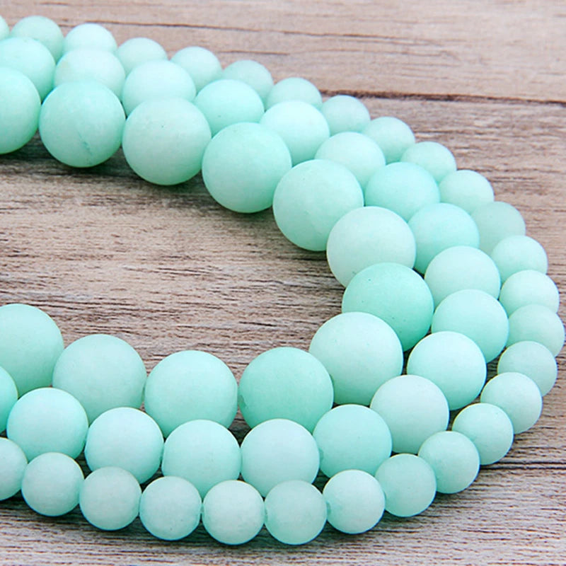 6 8 10 12 Mm Frosted Blue River Amazonite Matte Beads Natural Stones Round Loose Beads for Jewelry Making Bracelet Necklace Diy