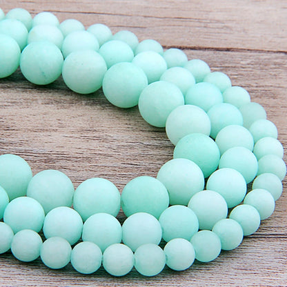 6 8 10 12 Mm Frosted Blue River Amazonite Matte Beads Natural Stones Round Loose Beads for Jewelry Making Bracelet Necklace Diy
