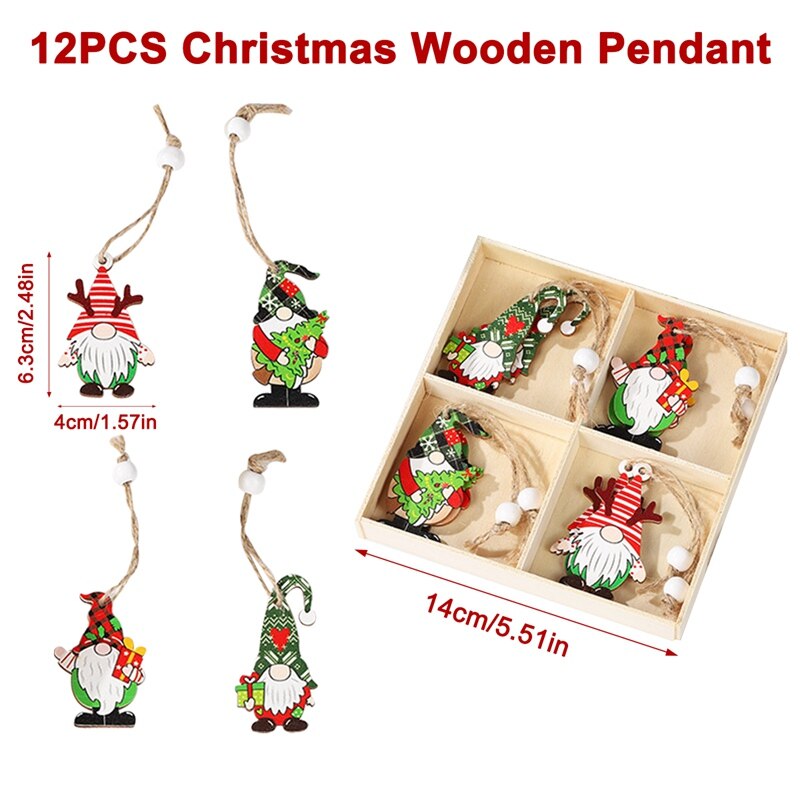 Wooden Christmas Pendant Merry Christmas Decor for Home 2023 Navidad Ornaments C