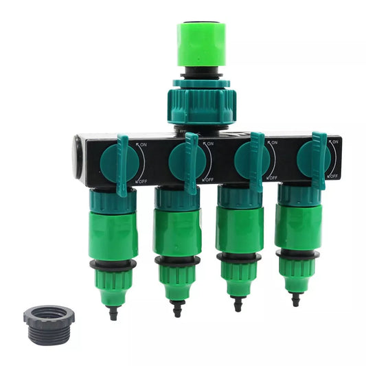 Garden Irrigation 4-Way Tap Hose Splitter Garden Drip 4/7 or 8/11 Hose Fittings Pipe Connector Irrigation Set 1 Set