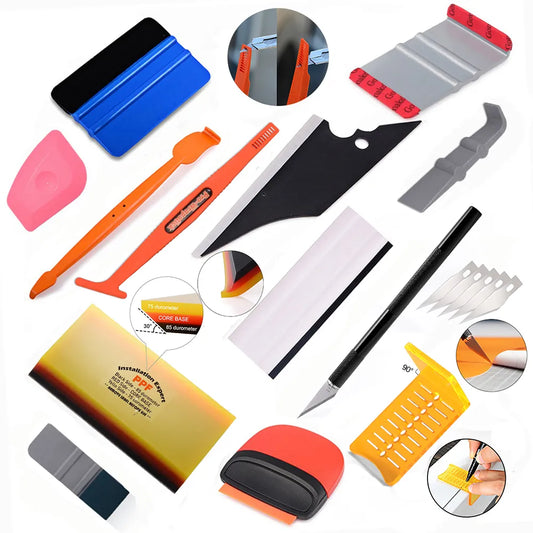 FOSHIO Car Wrap Accessories Auto Carbon Film Vinyl Install Scraper Tools Stickers Cutter Knife Window Tints Soft Squeegee Set