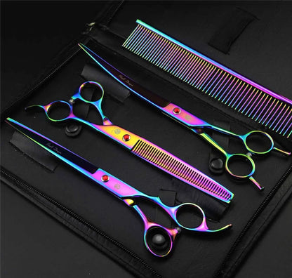 Brand Pet Grooming Scissors Set 7 8 Inch Professional Japan 440C Dog Shears Hair Cutting Thinning Curved Scissors With Comb Bag