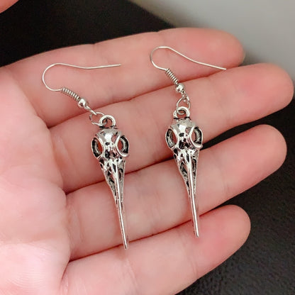 The New Bird Skull Earrings, Gothic Earrings, Pentagram, Crow Skull Earrings, Halloween