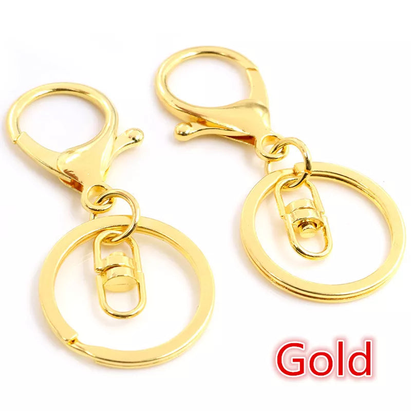 5pcs/Lot 30mm Key Ring Long 70mm Popular Classic 11 Colors Plated Lobster Clasp Key Hook Chain Jewelry Making for Keychain
