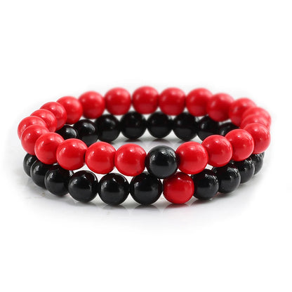 2Pcs/Set Couple Distance Beaded Bracelet Natural Stone Strand Bracelets Homme Charm Yoga Jewelry for Women Men Best Friend