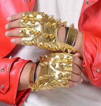 Children's Punk Rivet Faux Leather Glove Kids DS Dancing Rock and Roll Jazz Rivet Glove R388