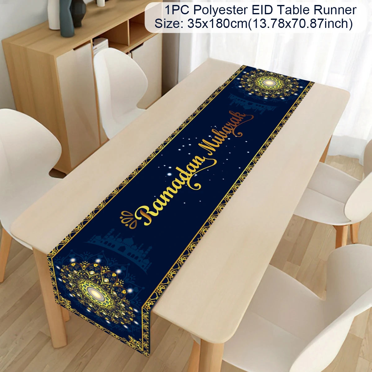 Ramadan Decor Table Runner EID Mubarak Decoration 2024 for Home Tablecloth Ramadan Kareem Islamic Muslim Party Eid Al Adha