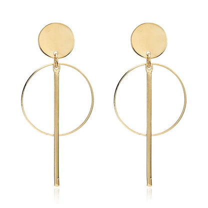 Simple Fashion Gold Color Silver Plated Geometric Big Round Clip Earrings for Women Fashion Big Hollow Ear Clip Jewelry
