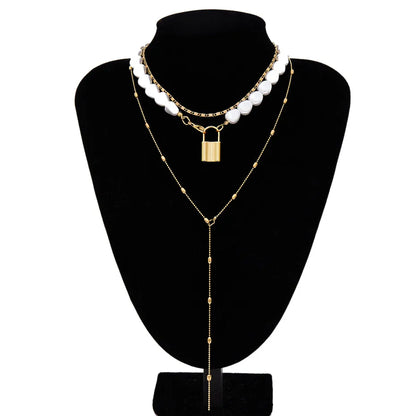 IngeSight.Z Punk Multi Layered Imitation Pearl Choker Necklace Collar Virgin Mary Coin Crystal Pendant Neck Women Jewelry
