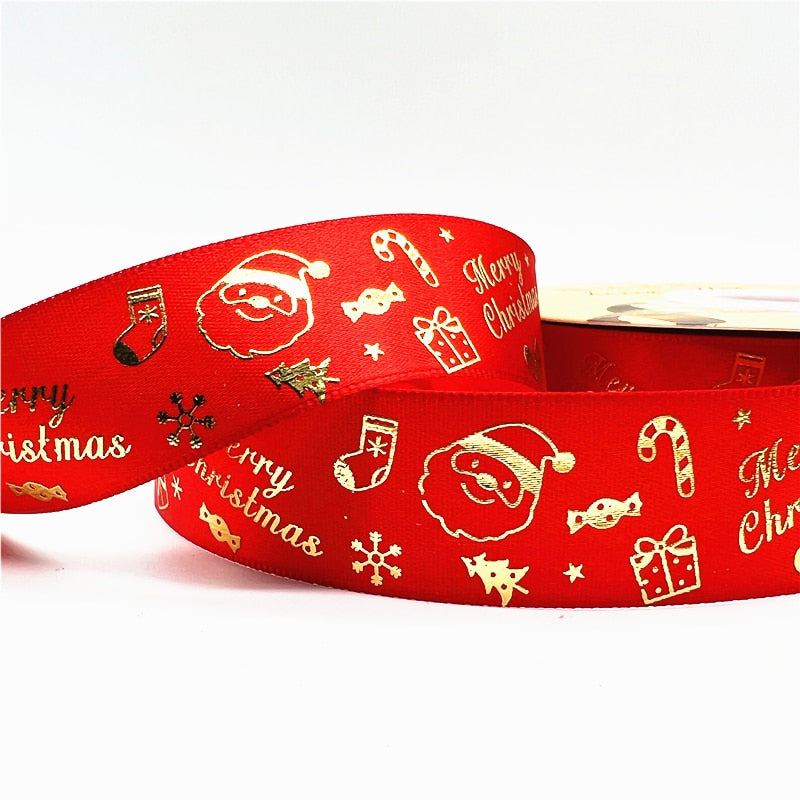 5yards 1inch 25mm Christmas Ribbon Printed Christmas Polyester Ribbon for Handmade Design Christmas Decoration DIY