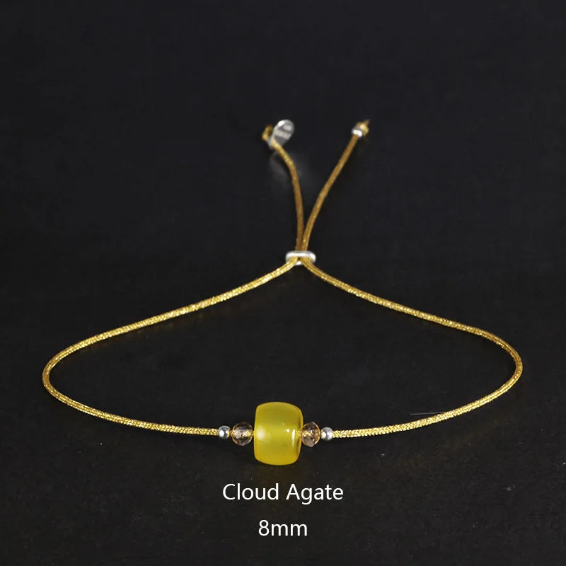 Handmade Moonstone Bracelet Thin Rope With Natural Crystal 925 Sterling Silver Beads Personalized Bracelets for Women