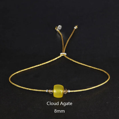 Handmade Moonstone Bracelet Thin Rope With Natural Crystal 925 Sterling Silver Beads Personalized Bracelets for Women