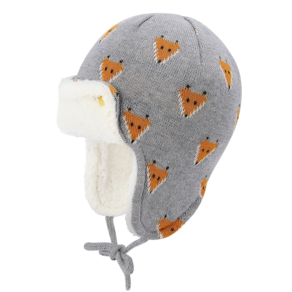 Winter Warm Cartoon Animal Baby Hats Infant Toddlers Boys Girls Warm Caps Soft Eargflap Hat Beanies Cap Pilot Cap for 0-4 Years