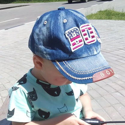 Kids Boys Baseball  Cap Summer Toddler  Children  Dad Hat Jean Casual Hip Hop Letter Denim Sun Snapback Casquette Blue
