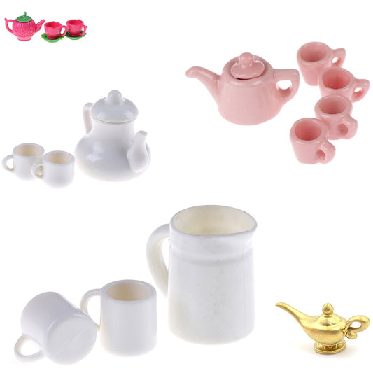 1:12 Tableware Teapot Coffee Cup Saucer Tray Plate Tea Set Pot Kitchen Decor Dollhouse Miniature Christmas Doll Accessories