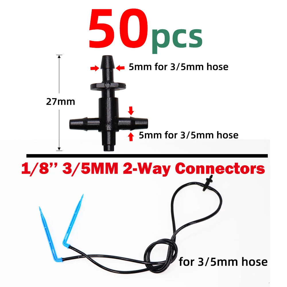 MUCIAKIE Garden Drip Irrigation Kit Micro Watering Elbow Drippers System for Greenhouse Pot Plants 1/8'' 3/5mm Hose Set 2/4 Ways