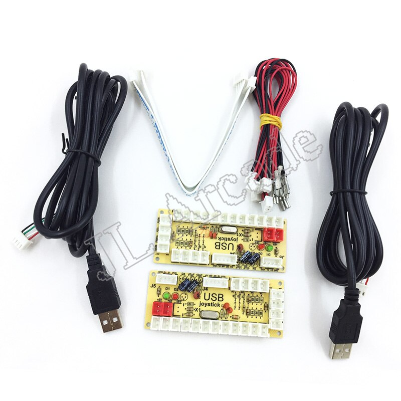 DIY Zero Delay Arcade USB Encoder PC to Joystick Fighting Games Replacement Parts Encoder Board +Wire Cables
