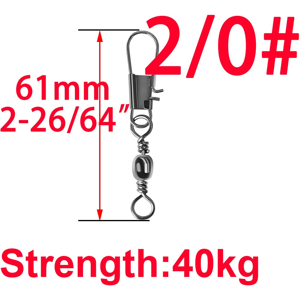 50pcs 14# to 3/0# Swivels Interlock Snap Fishing Lure Tackles Gear Accessories Connector Swivels Pin Bearing Rolling Solid Tool