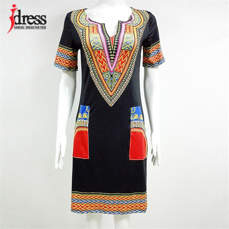 Hambelela Summer Vintage Dress Women Tunic Casual Beach Dress 2023 African Print Shirt Dress Robe Femme Dashiki Dress