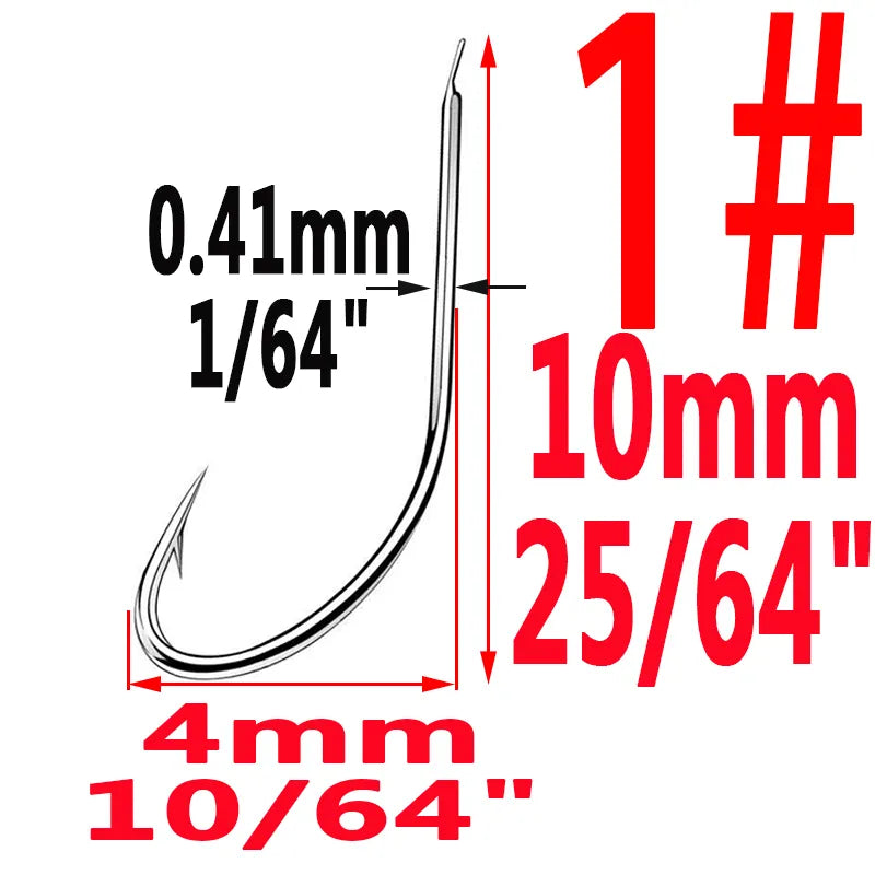 100pcs/Bag Iseama Circle Carp Eyed Fishing Hook Size 1# to 14# Ring Eye Japan High-Carbon Steel Fish Hook