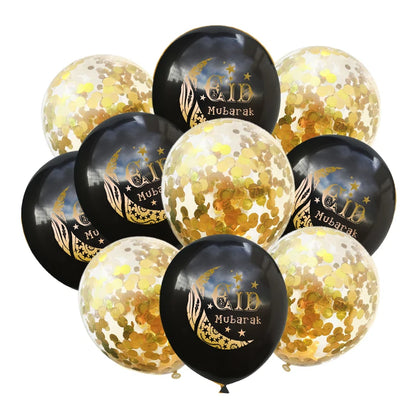 10Pcs Eid Mubarak Latex Balloon Ramadan Kareem Decoration Air Globos Ramadan Mubarak Muslim Islamic Festival Party Supplies 2024