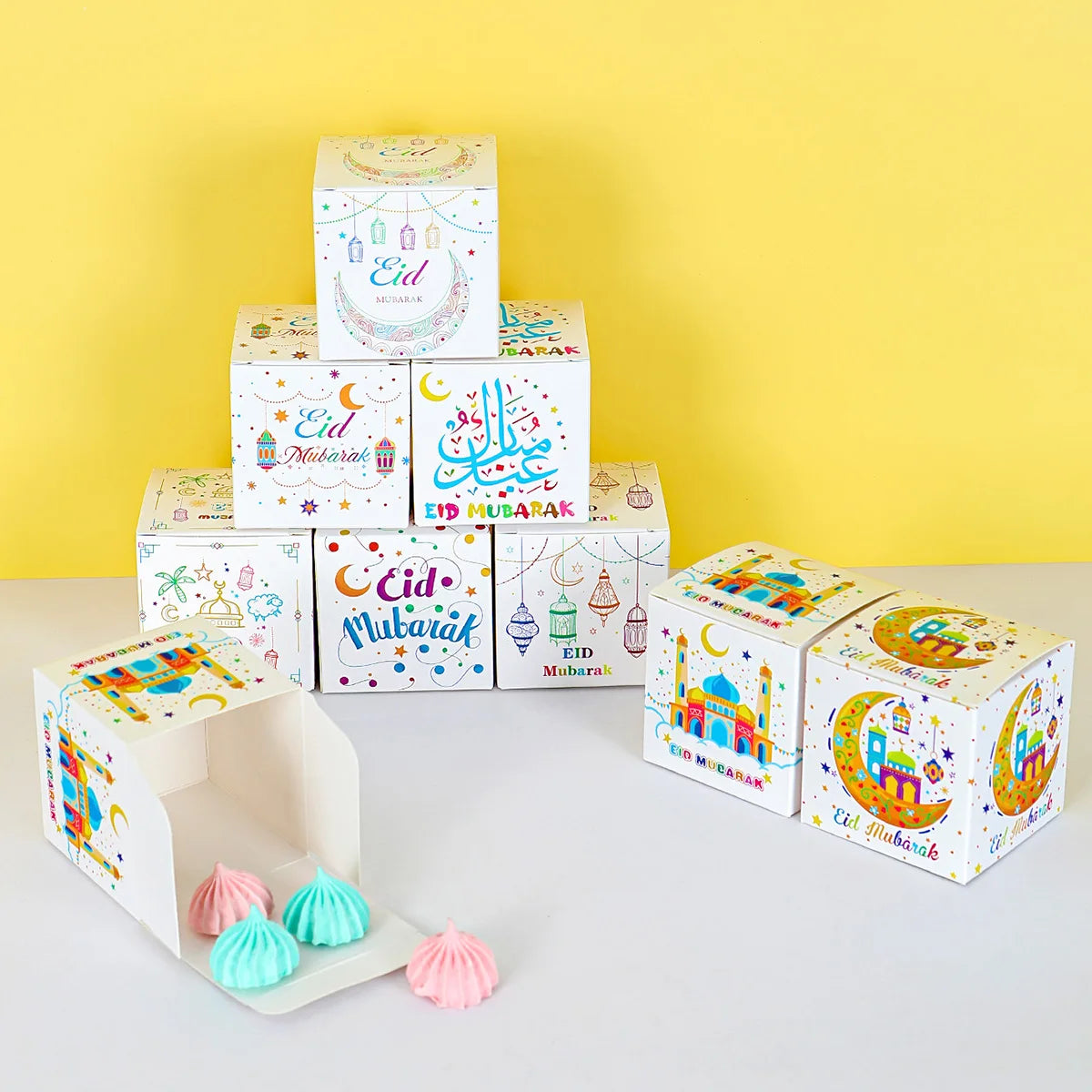 Eid Mubarak Candy Boxes Ramadan Decoration 2024 Eid Mubarak Ramadan Kareem Muslim Islamic Festival Party DIY Decor Supplies